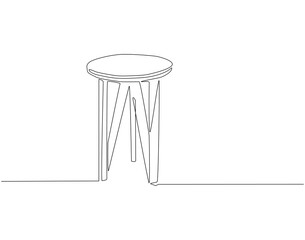 Continuous one line drawing of wooden table. One line drawing illustration of world interiors day. Living room table, Interior and furniture concept line art. Editable outline.