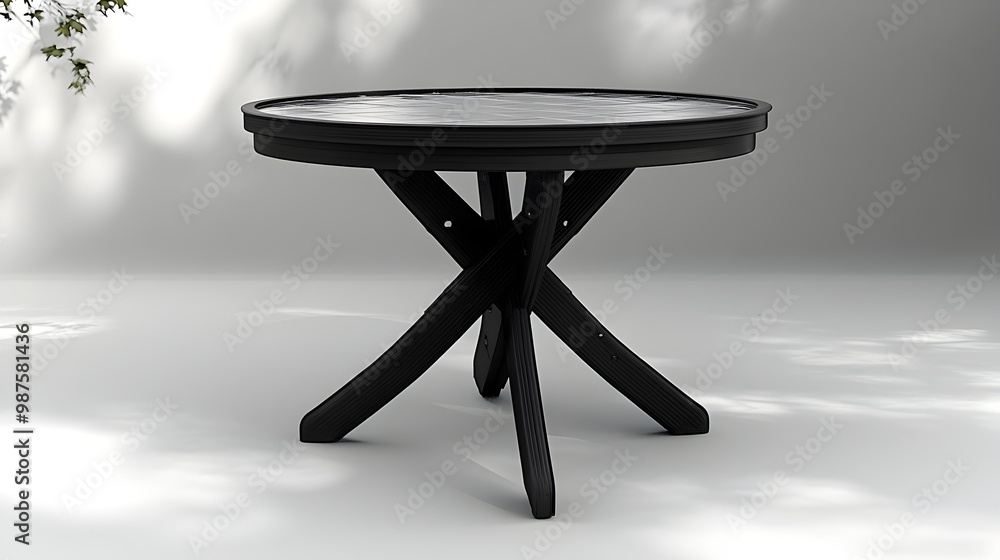 Poster folding round plastic table with a clean and minimalist design isolated on a pure white background 3