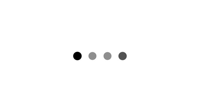 Animated 4 ellipsis dots circle blinking preloader animation on white background. Waiting process concept