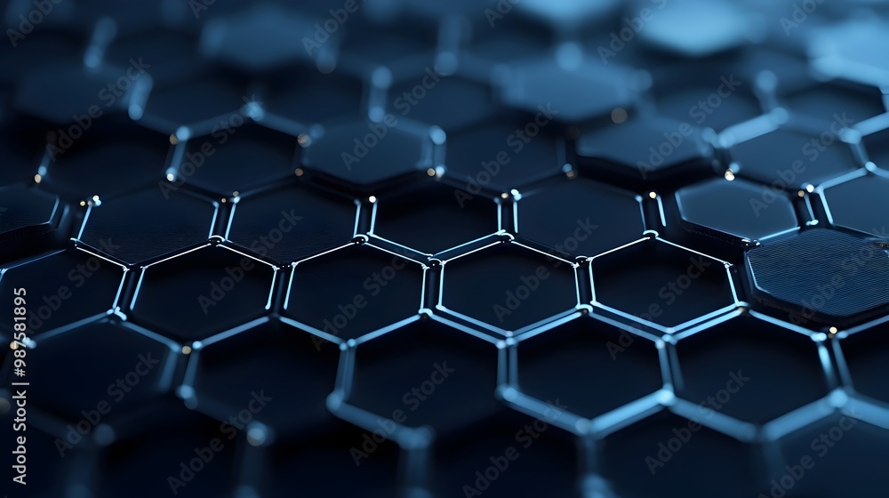 Poster futuristic graphene nanotechnology concept with hexagonal abstract pattern