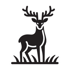 deer logo black icon  cartoon deer animal on a plain white background vector logo