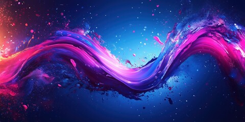 Dark blue background with neon purple and pink splash, digital abstract artwork for tech, modern wallpapers, and vibrant designs.