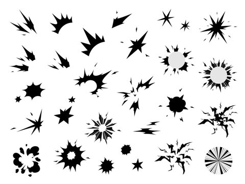 衝撃のエフェクトのシルエット素材セット