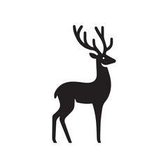 deer logo black icon  cartoon deer animal on a plain white background vector logo