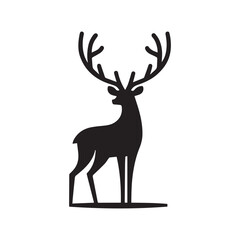 deer logo black icon  cartoon deer animal on a plain white background vector logo