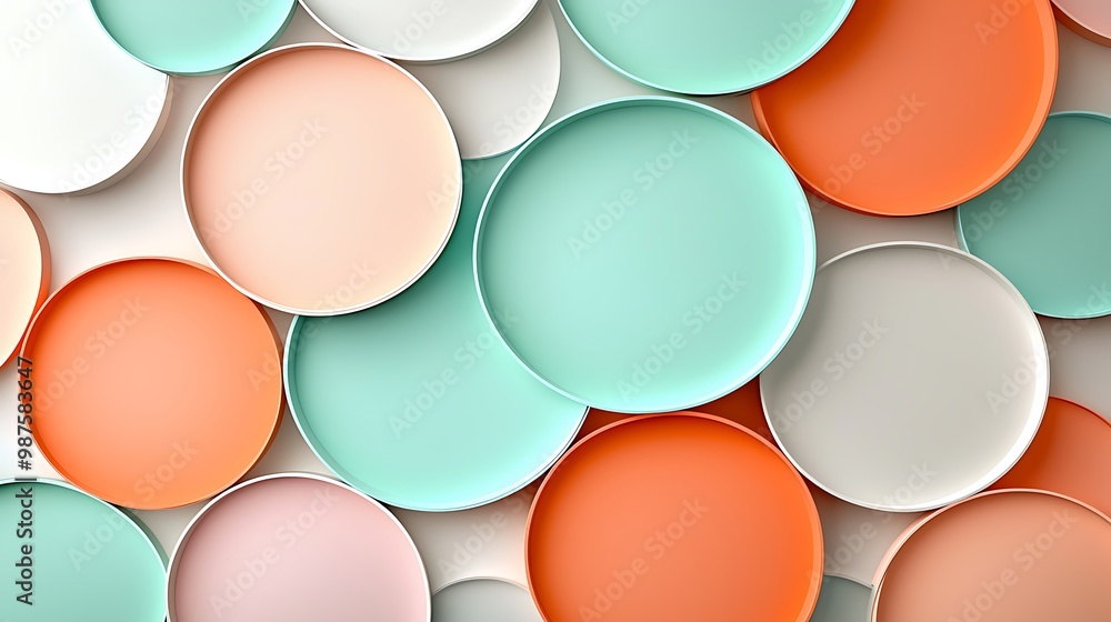 Aufkleber soft pastel colors form abstract geometric patterns in a playful yet modern design.