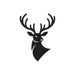 deer logo black icon  cartoon deer animal on a plain white background vector logo