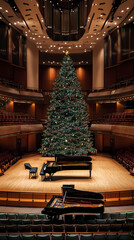 Naklejka premium christmas tree with christmas lights