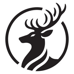 deer logo black icon  cartoon deer animal on a plain white background vector logo
