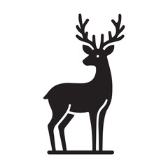 deer logo black icon  cartoon deer animal on a plain white background vector logo