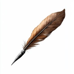 Elegant feather pen with soft brown plumage perfect for vintage writing and artistic projects.