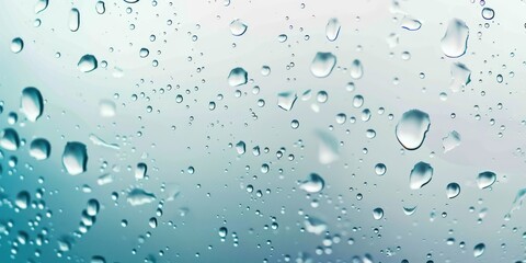 Raindrops on glass with soft gradient background. Water and weather concept.