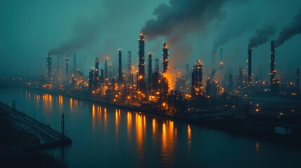 Nighttime View of an Industrial Complex