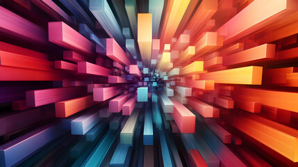 Abstract Background with Colorful 3D Geometric Shapes