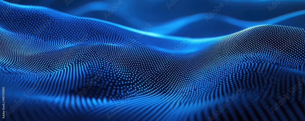 Poster Abstract blue wave patterns with a textured surface.