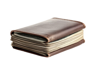 A sleek, brown leather wallet with visible stitching and a well-worn appearance, showcasing a classic design ideal for personal and everyday use.