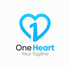 One Heart Logo Design Template. Good for Business, Agency, Community and Organization