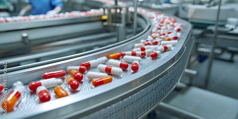 Canvas Prints pharmaceutical factory production of medicines conveyor 