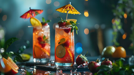 Refreshing Summer Cocktail with Strawberries and Citrus