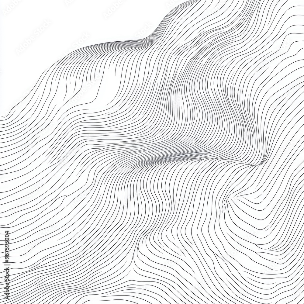 Poster abstract line art composition featuring smooth curves and flowing patterns, ideal for creative proje