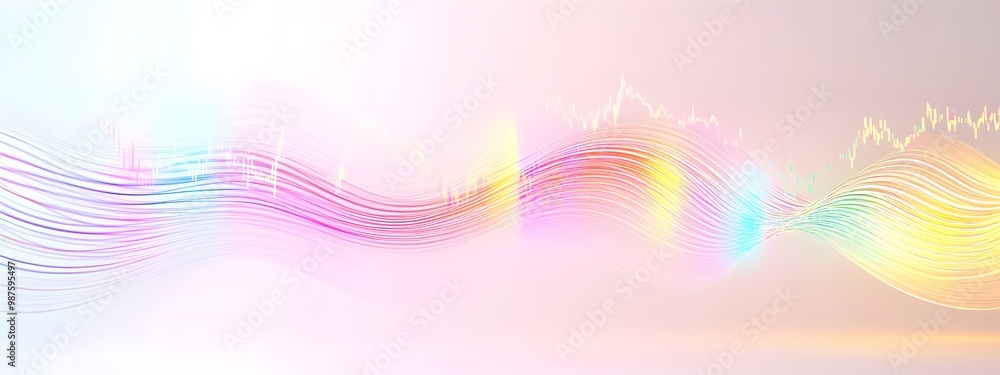 Poster luminous wave with frequency spectrum graph abstract
