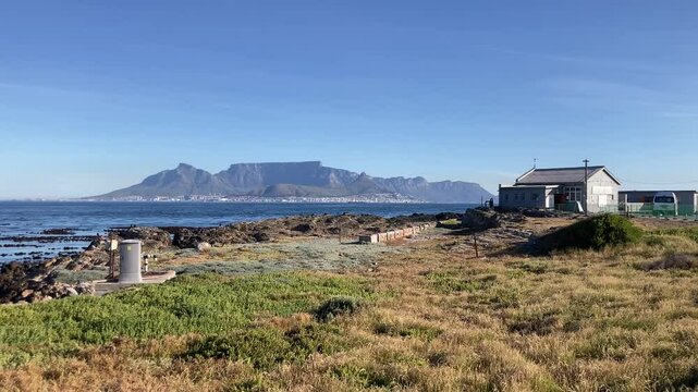 Table Mountain from Robben Island, Cape Town.