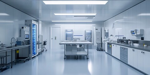 Interior of modern biopharmaceutical laboratory 