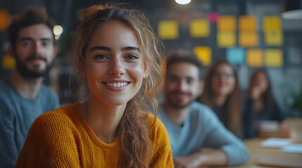 Young team brainstorming in an open-plan office, relaxed atmosphere with creative ideas flowing, diverse group of people