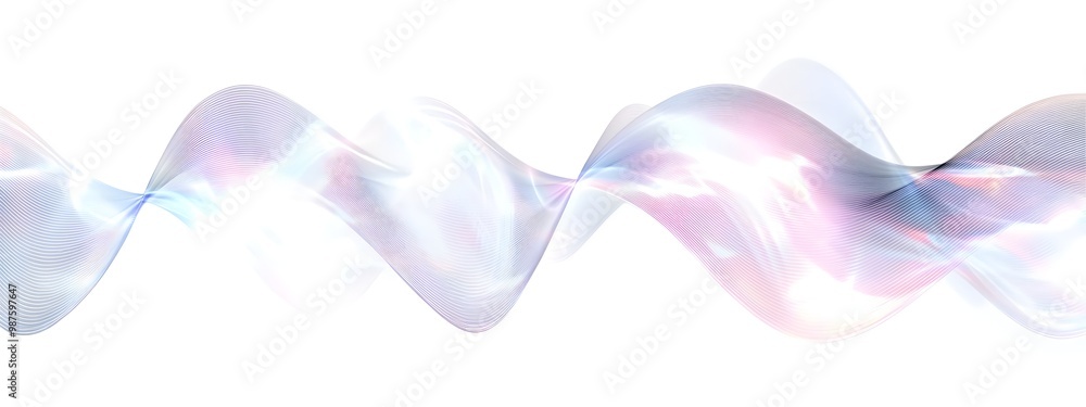 Poster mesmerizing light wave amplitude modulation abstract render on white background