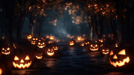 Glowing Jack-O'-Lanterns in an Enchanted Forest 3