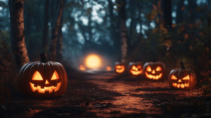 Glowing Jack-O'-Lanterns in an Enchanted Forest 6