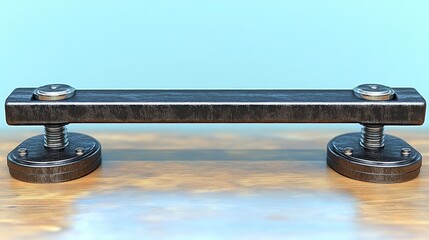 Obraz premium A close-up view of a sturdy weight bar, showcasing its metallic design and robust structure, perfect for fitness enthusiasts.