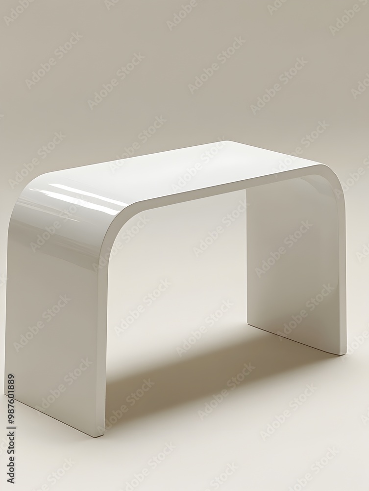 Poster minimalist and clean white desk with simple modern design and uncluttered workspace against a plain 