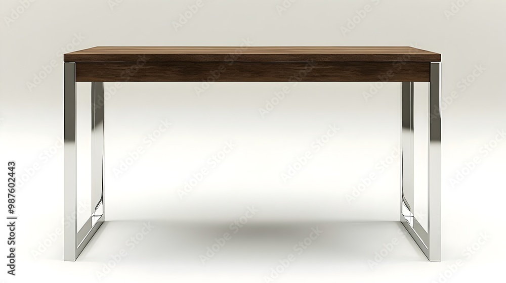 Poster minimalist and modern 3d rendered image of a study desk with a clean metal frame isolated on a plain