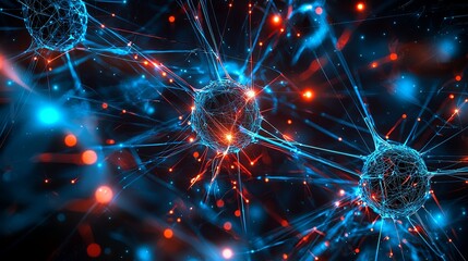 Digital graphic abstract background for technological processes, neural...