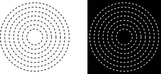 Dashed line round shape geometric vector illustration.
