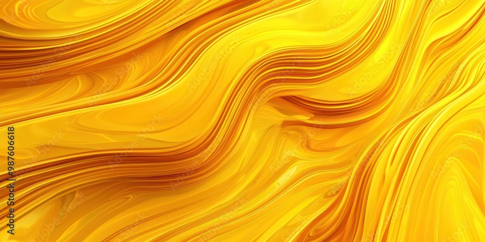 Poster abstract yellow pattern with fluid lines, showcasing a dynamic and artistic design.