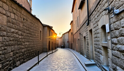 Obraz premium Narrow streets of a charming holiday town, lined with colorful buildings and vibrant flowers, inviting visitors to explore