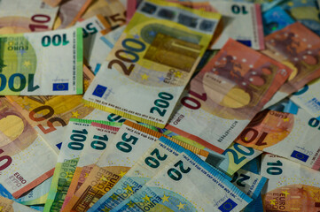 Finance background of different euro bills. European money 2