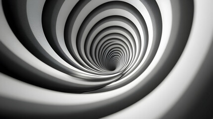 Obraz premium Abstract 3D Black and White Swirling Tunnel Illustration
