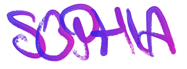 Sophia - name street art - graffiti lettering typography - art illustration - multicolor - writen Word - blue and pink	
