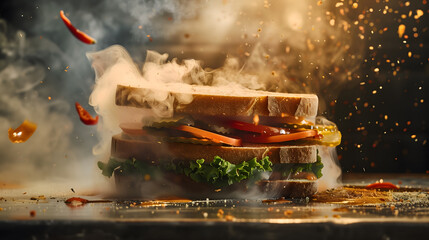 Naklejka premium releasing tantalizing scents into the air to hint at the delicious sandwiches to come