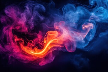 Fototapeta premium Vibrant swirls of colorful smoke blend together, showcasing dynamic movement and blending colors