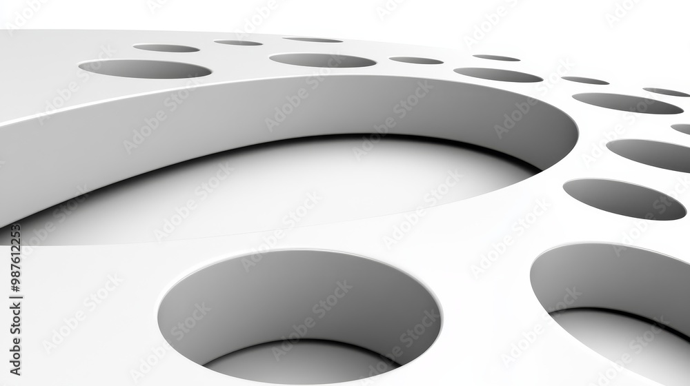 Poster abstract close-up of a smooth surface featuring rounded shapes and holes, showcasing modern design a