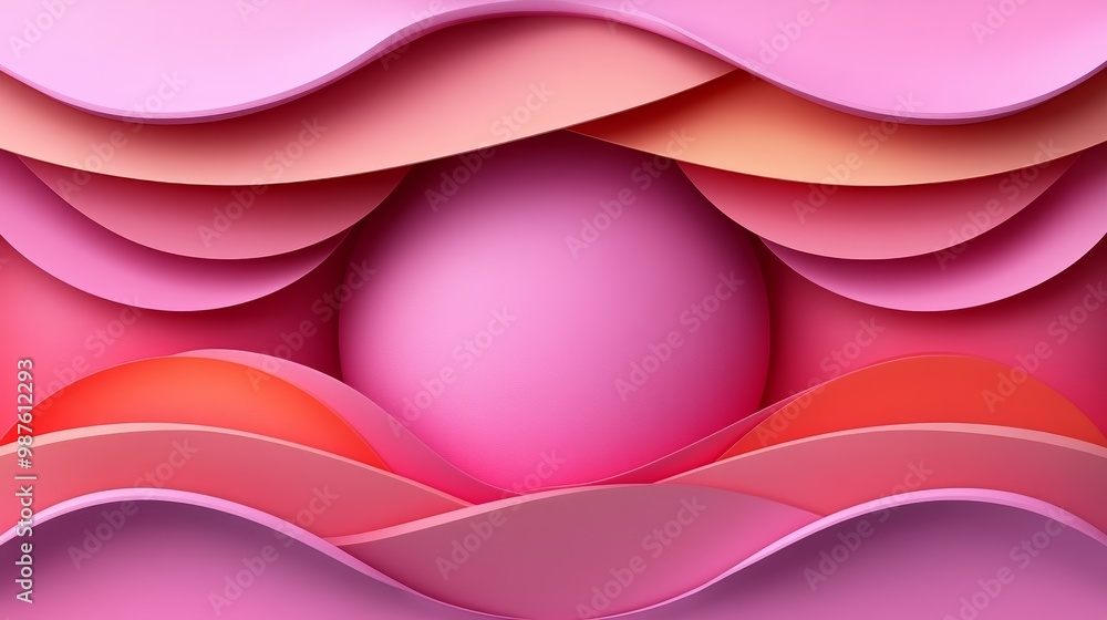Aufkleber abstract design featuring layered shapes in vibrant pink shades, creating a visually striking compos