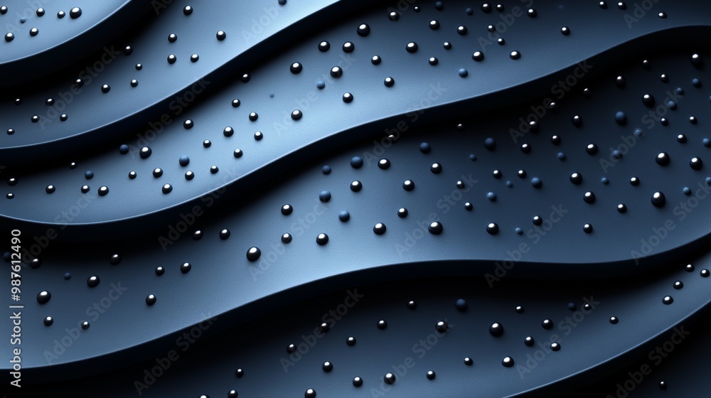 Aufkleber abstract texture of dark waves adorned with water droplets, creating a soothing and modern visual ap