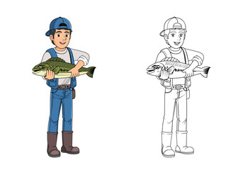 Fishing Cartoon Character Design Illustration