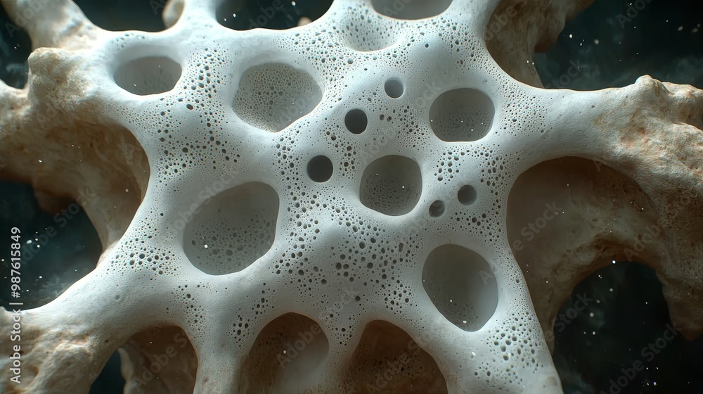 Aufkleber close-up view of a unique coral structure showcasing intricate patterns and textures, highlighting t
