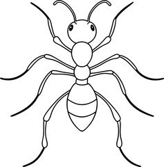 A wonderful Ant outline vector art illustration design with no background, ant animal line art icon printable design and pencil ant graphics.