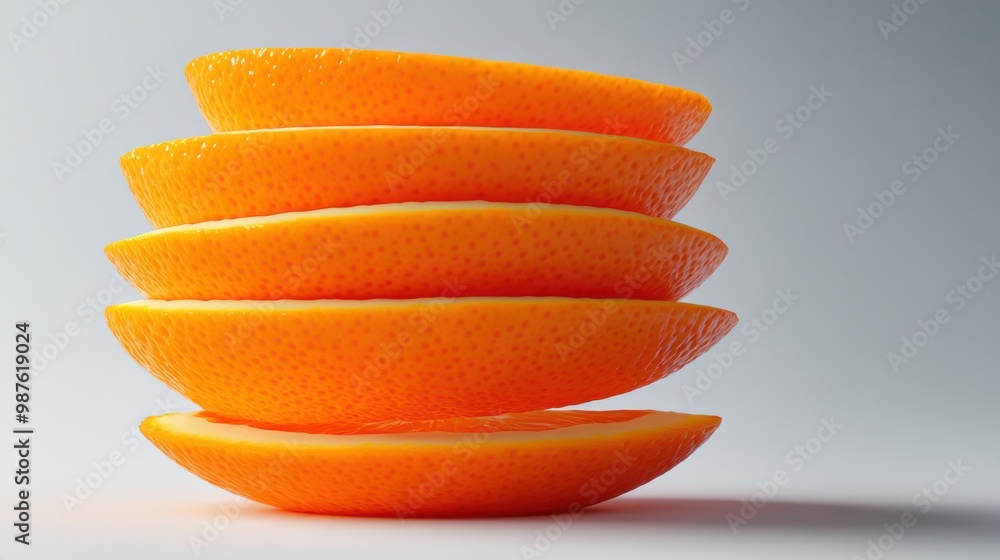 Poster a stack of oranges stacked on top of each other, ai